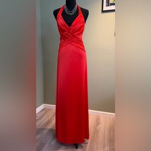 B Darlin Red Halter Maxi Dress